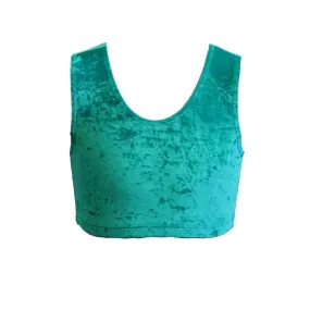 SALE - VSUZI - VELOUR SLEEVELESS CROP TOP - JADE GREEN