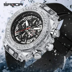 SANDA Top Brand Men Quartz Watches Water Diamond Business Watch W374928