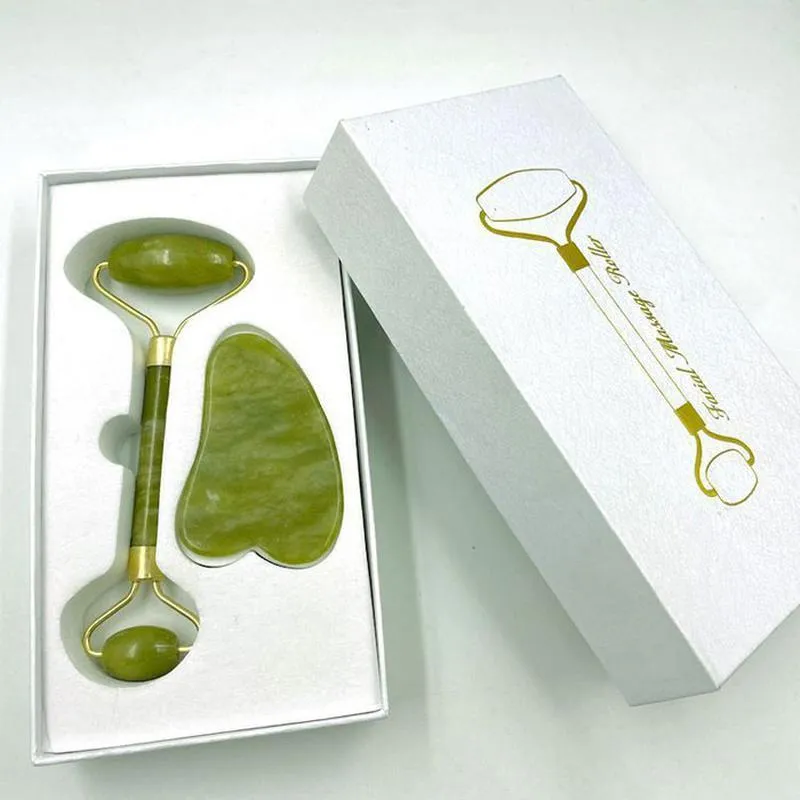 Serpentine Jade Gua Sha & Facial Roller Beauty Set || Health & Beauty