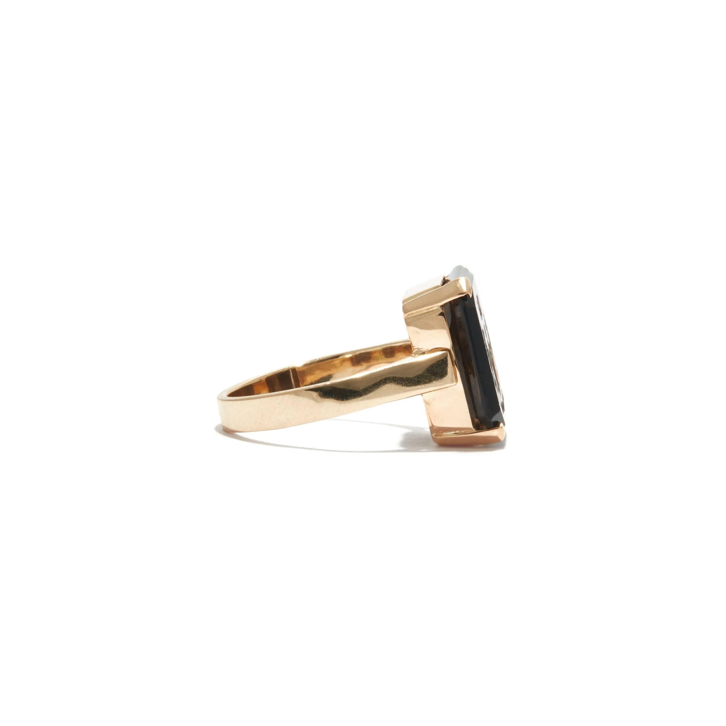 Smoky Quartz Intaglio Ring