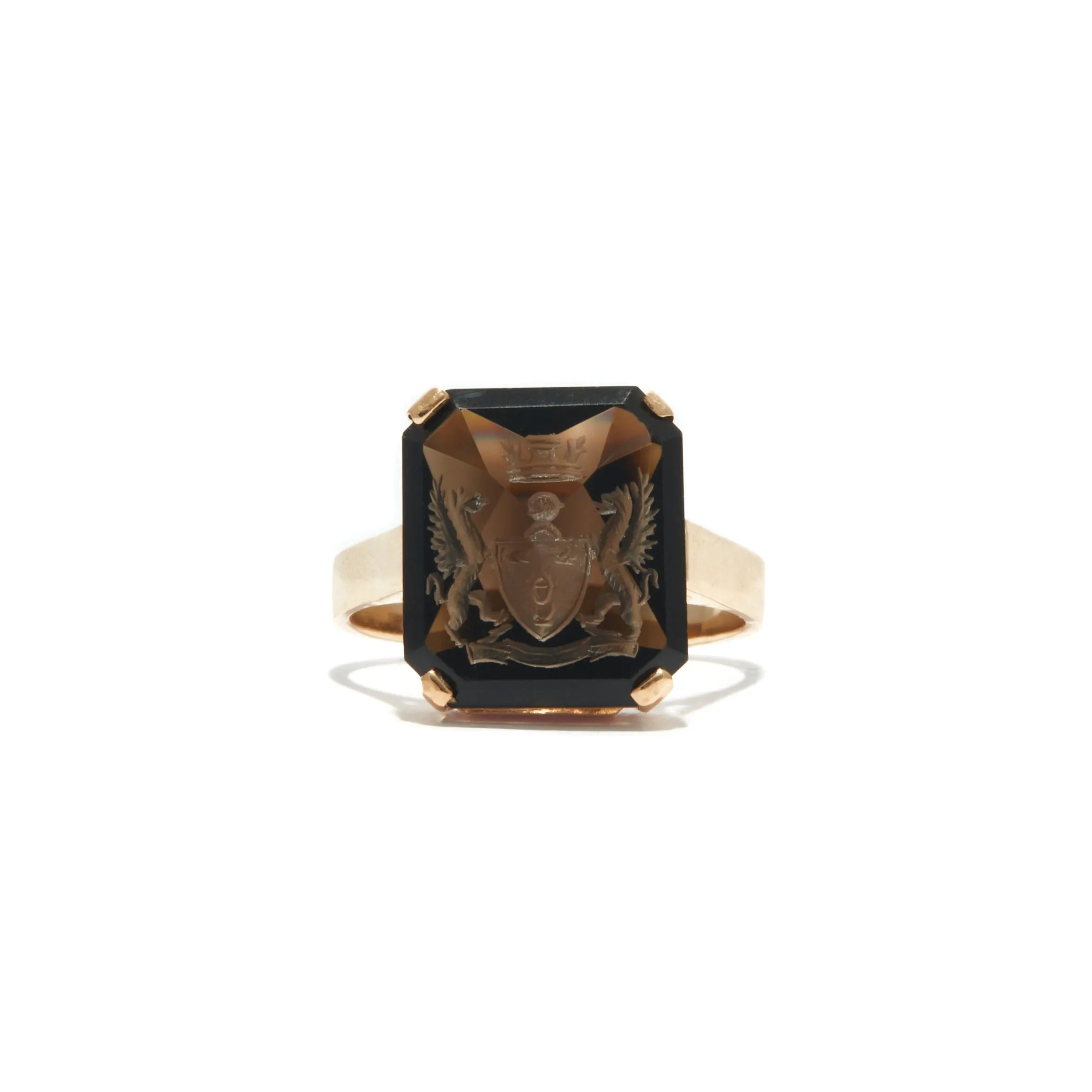 Smoky Quartz Intaglio Ring