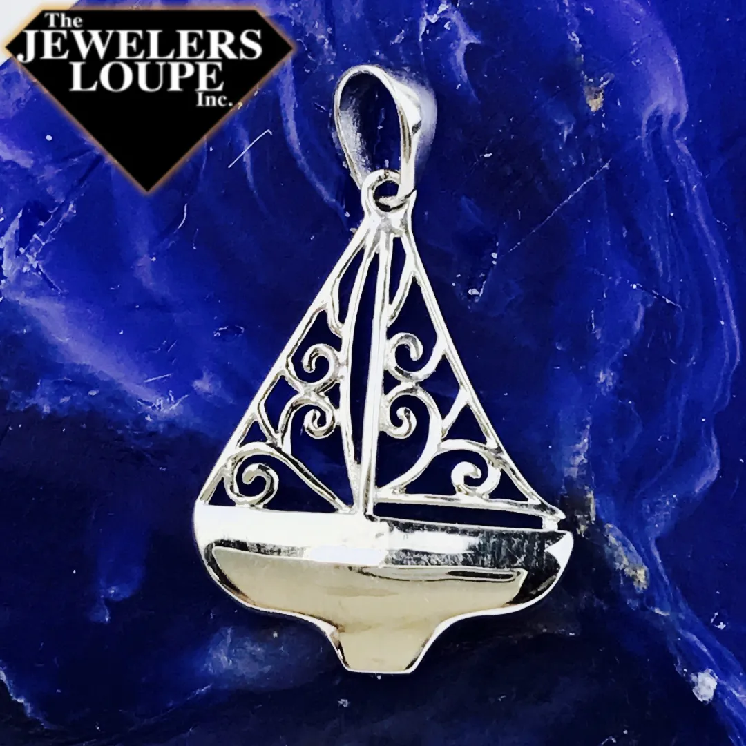 Southern Gates Harbor Series Sterling Silver Sailboat Pendant (90379)