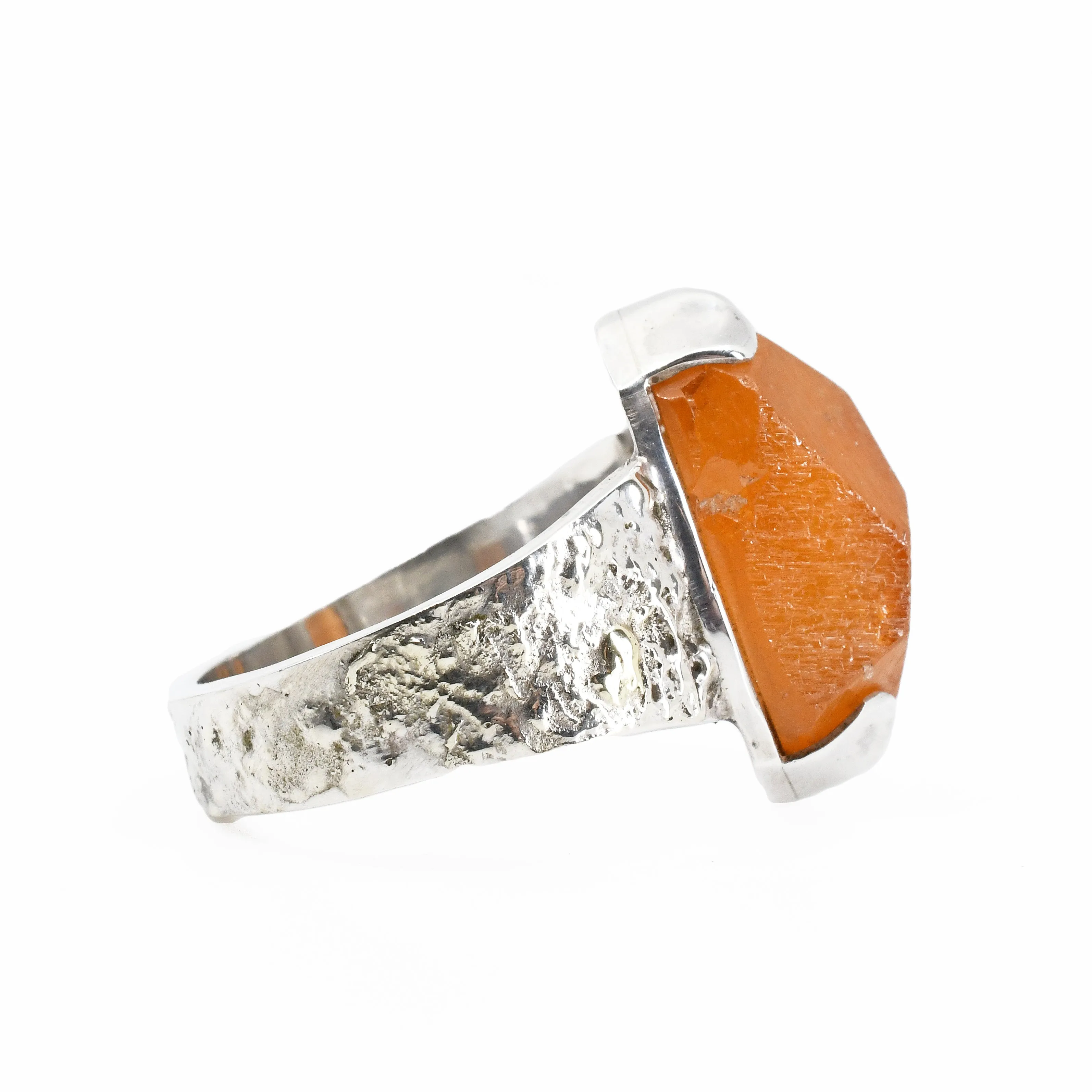 Spessartine Garnet 12.55ct Gem Crystal Handcrafted Sterling Silver Ring