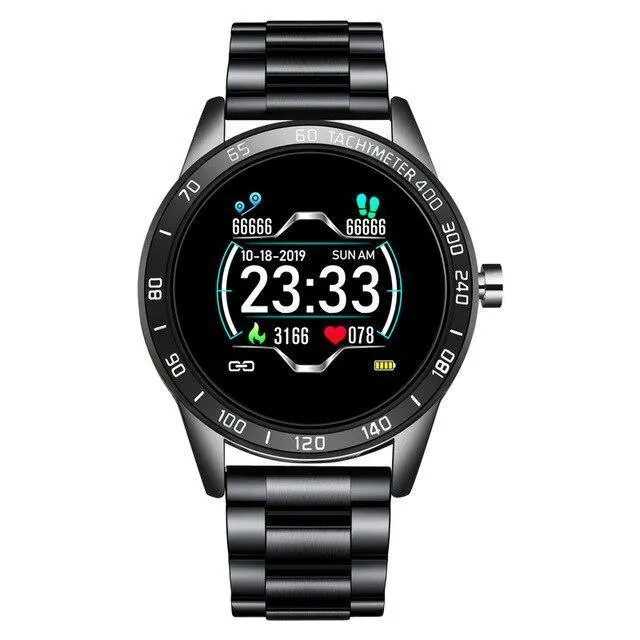 Stainless Steel Mens Heart Rate Blood Pressure Smartwatch