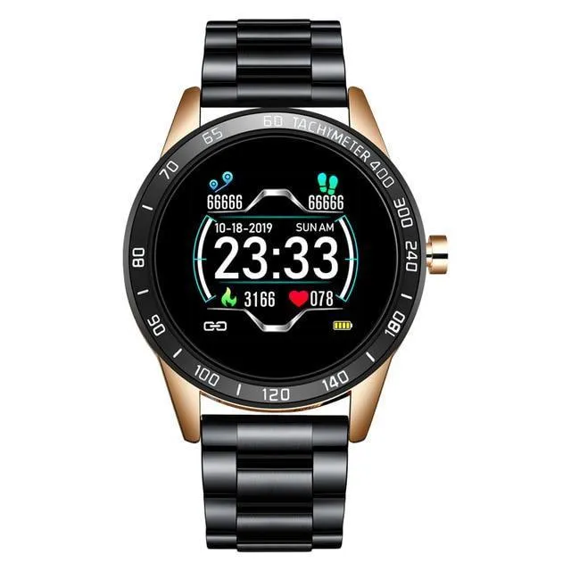 Stainless Steel Mens Heart Rate Blood Pressure Smartwatch