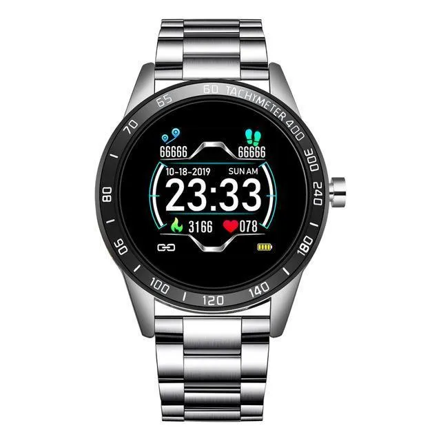 Stainless Steel Mens Heart Rate Blood Pressure Smartwatch