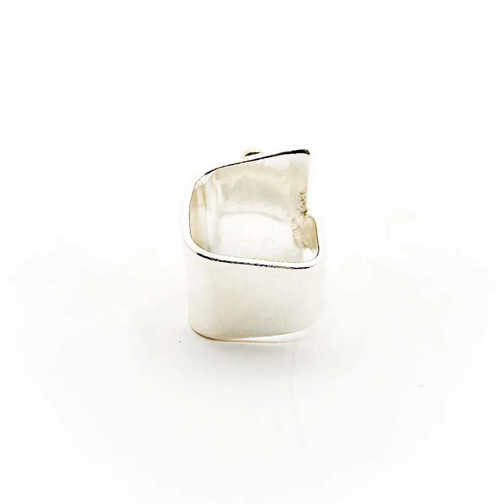 Sterling, 24k, and 14k Crotch Hugger Ring with Garnet