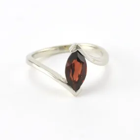 Sterling Silver Garnet Marquise Ring Size 6