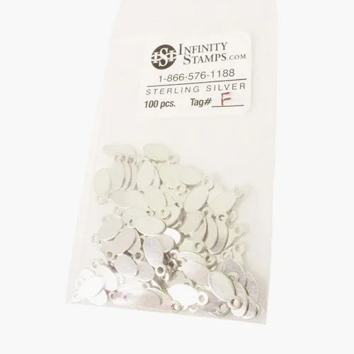 Sterling Silver Jewelry Tag F - 100 Pack