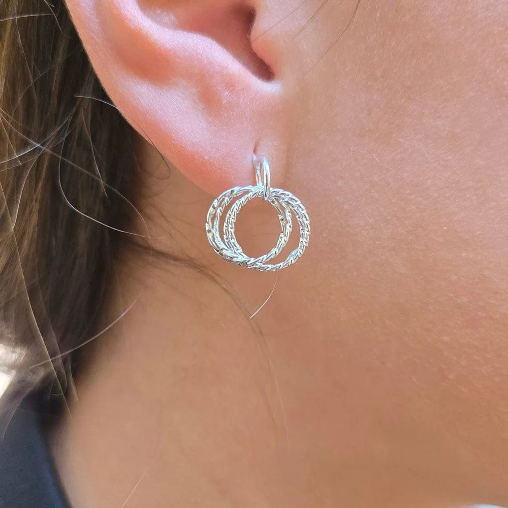 Sterling Silver Quad Circle Earrings Medium