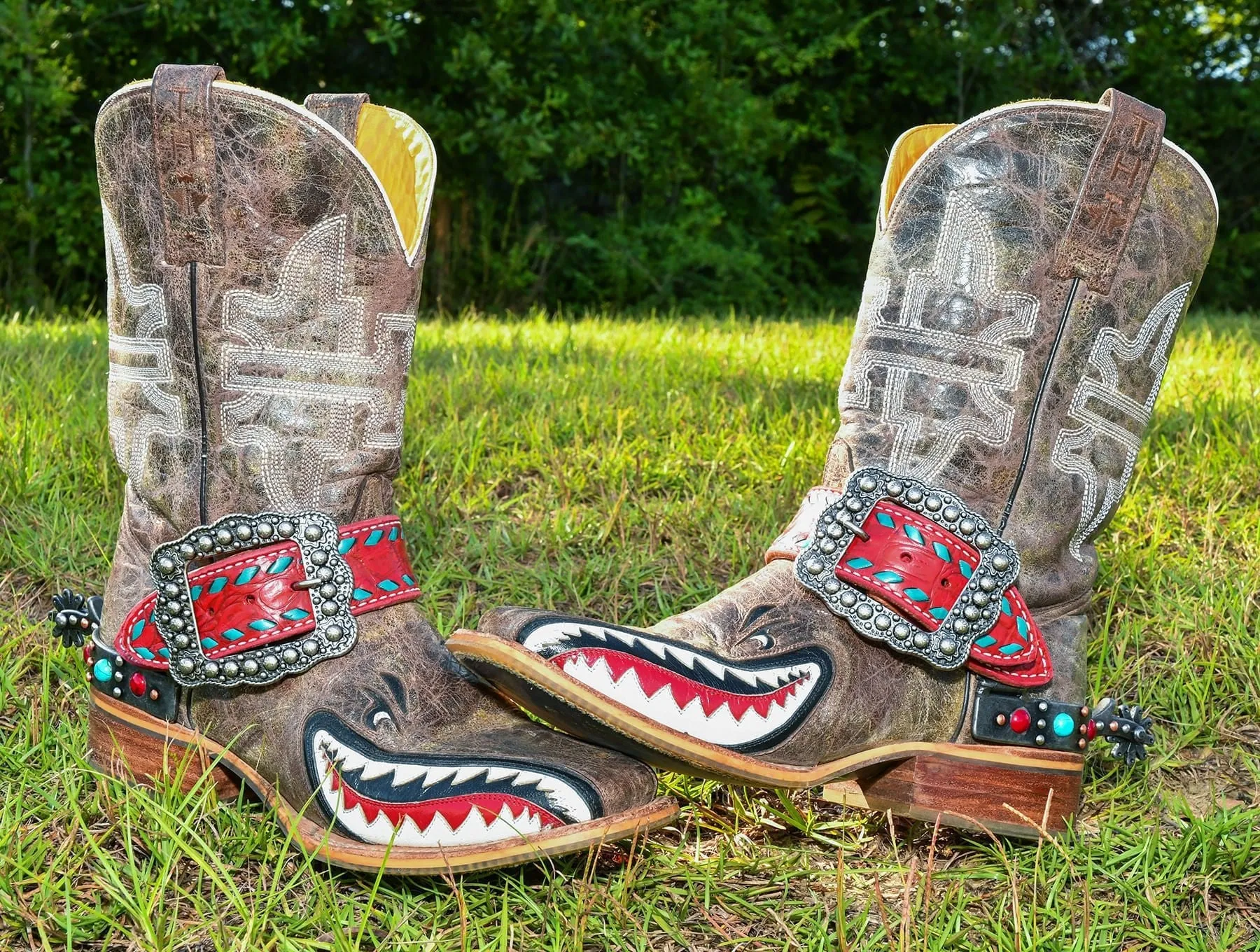 Stone Spur & Spur Strap Set, Red/Turquoise