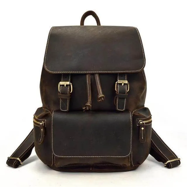 Stylish Leather Backpacks Laptop School Bag Mens Womens