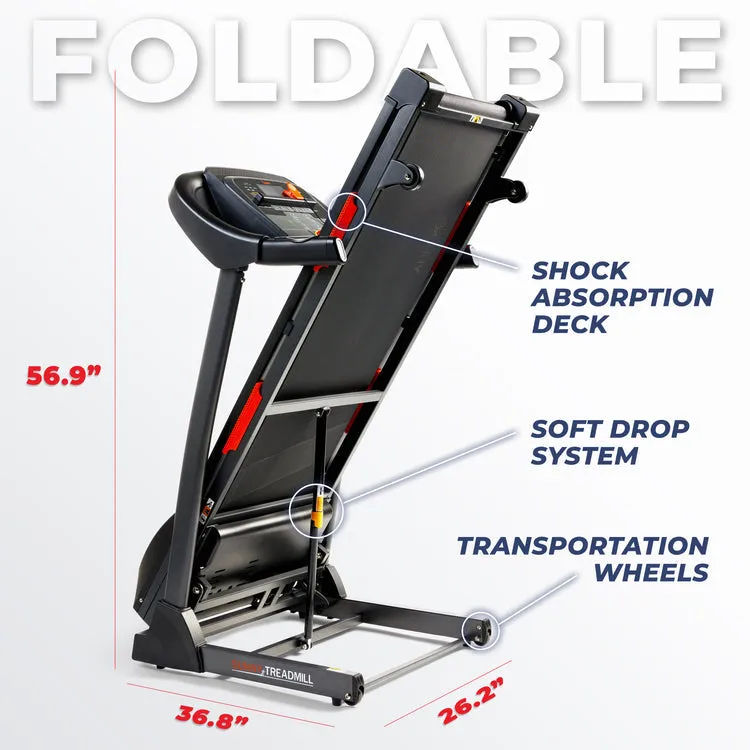 Sunny Health & Fitness Premium Folding Auto-Incline Smart Treadmill with Exclusive SunnyFit App Enhanced Bluetooth Connectivity - SF-T7705SMART