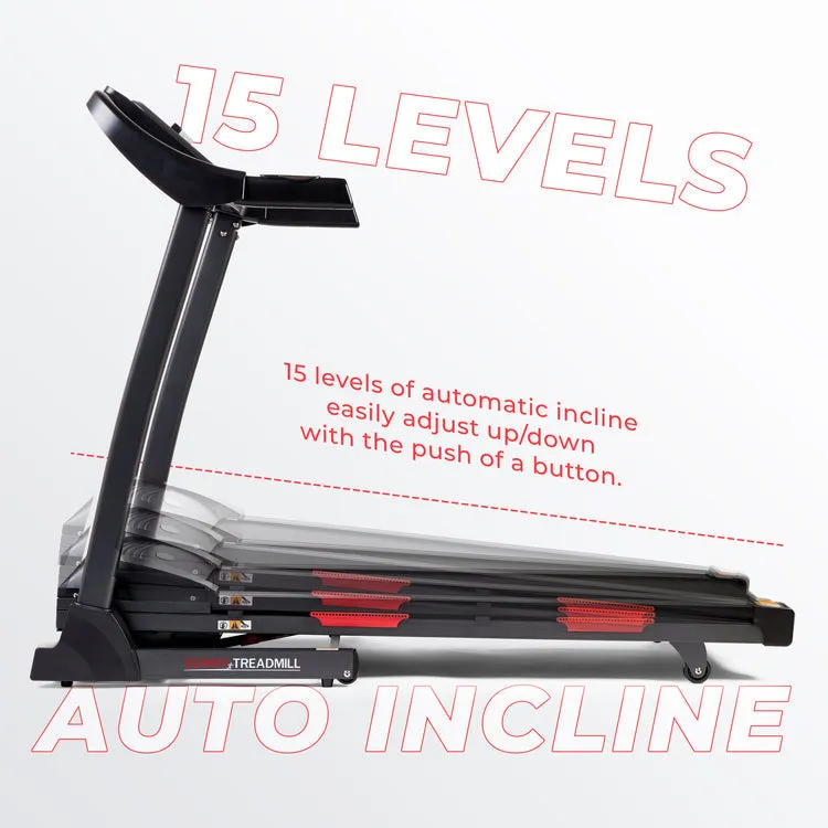 Sunny Health & Fitness Premium Folding Auto-Incline Smart Treadmill with Exclusive SunnyFit App Enhanced Bluetooth Connectivity - SF-T7705SMART