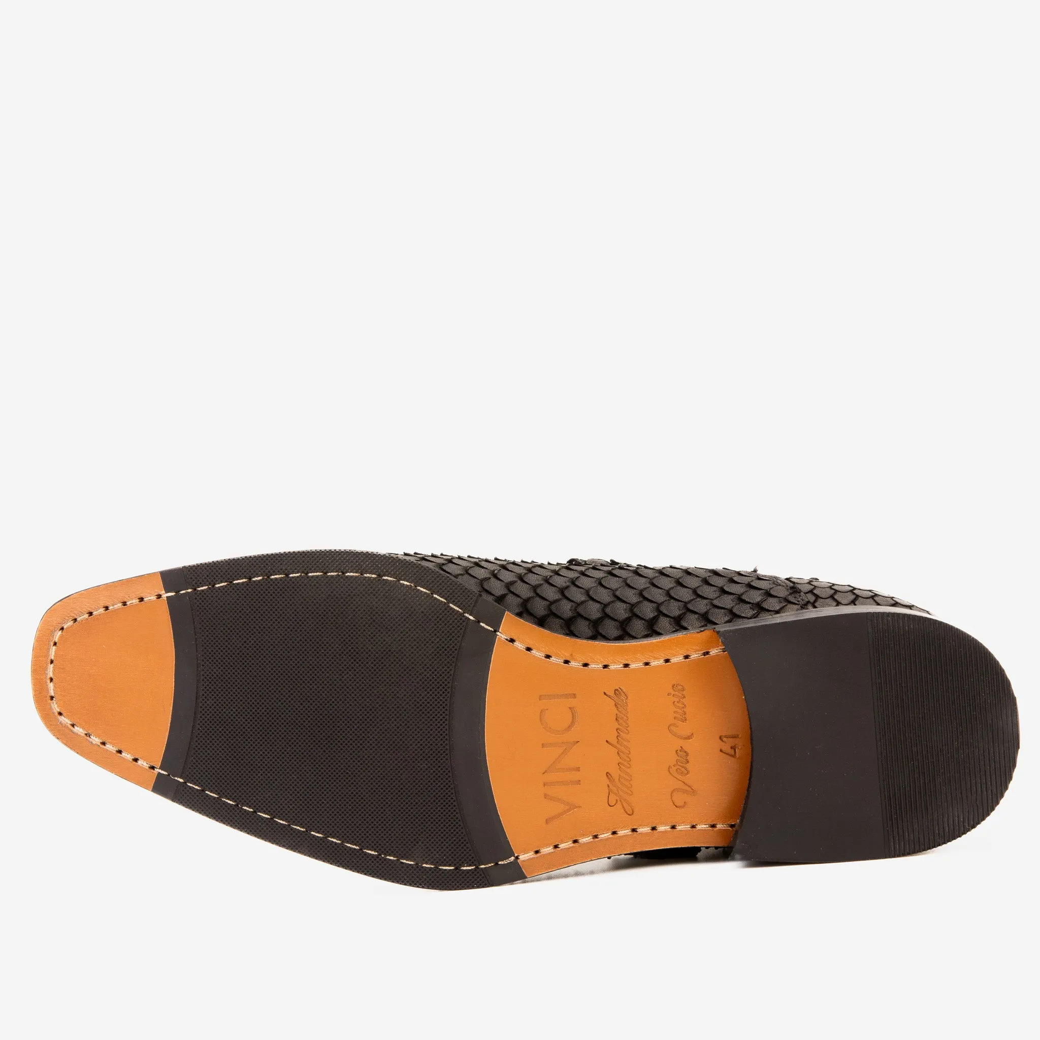 The Orion Black Snakeskin Pattern Leather Double Monk Strap Boot