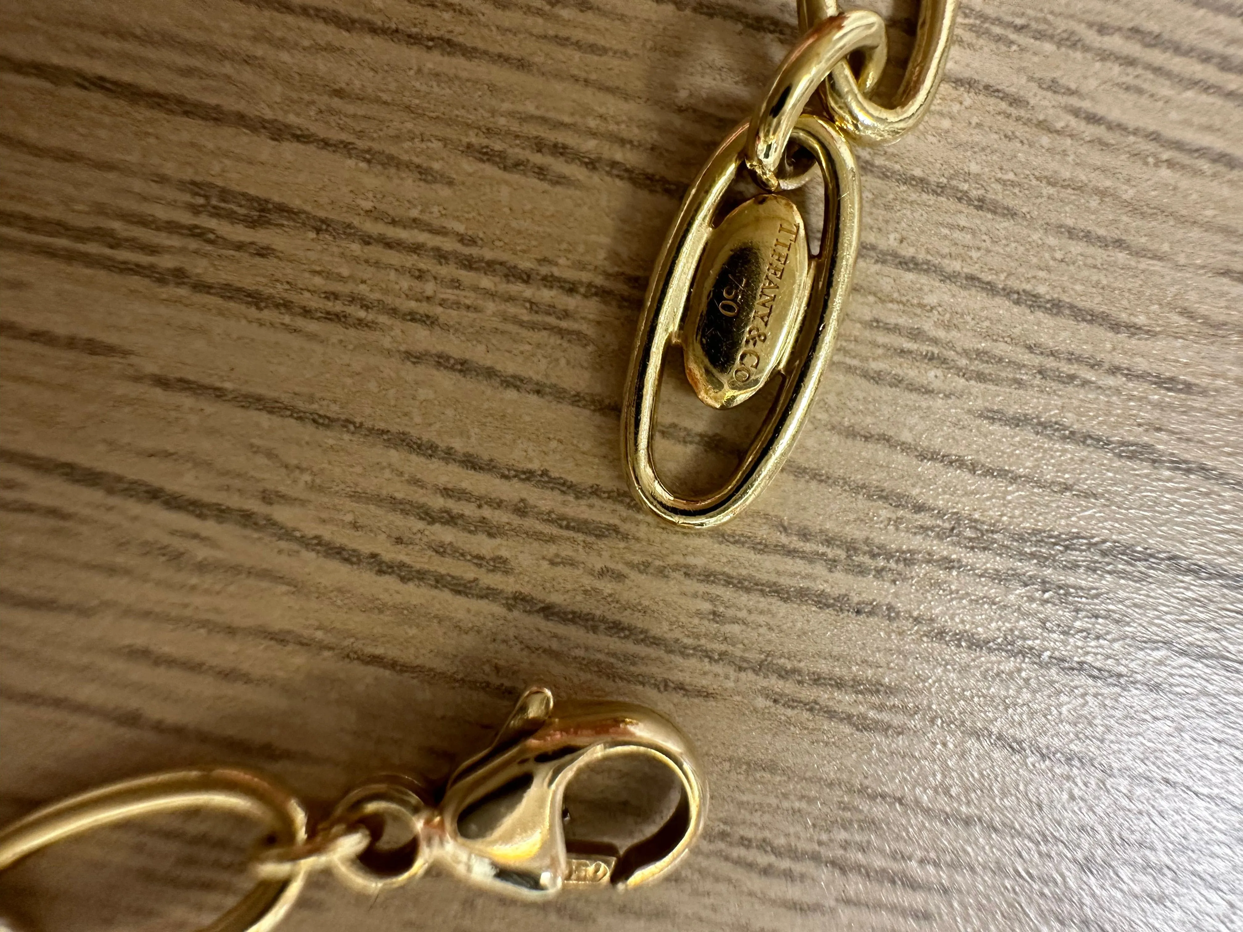 Tiffany & Co. Elsa Peretti Link Yellow Gold Nephrite Jade Disc Bracelet ABC0786