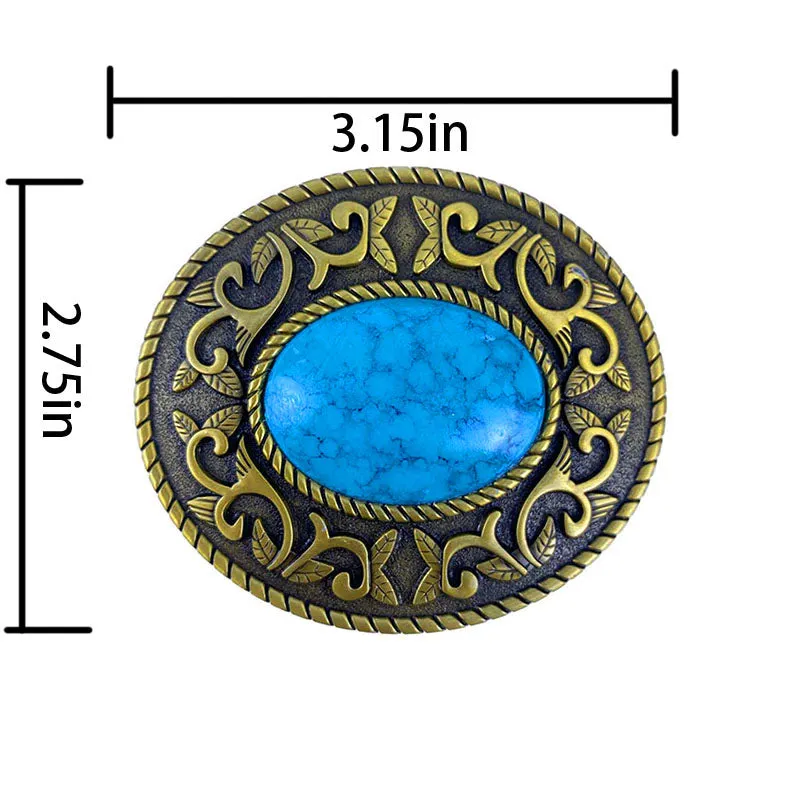 TOPACC Western Oval Turquoise Buckle#1 Copper/Bronze