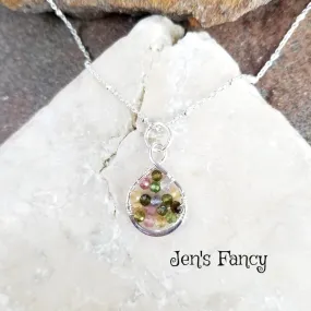Tourmaline Necklace Sterling Silver Wire Wrapped Infinity Pendant