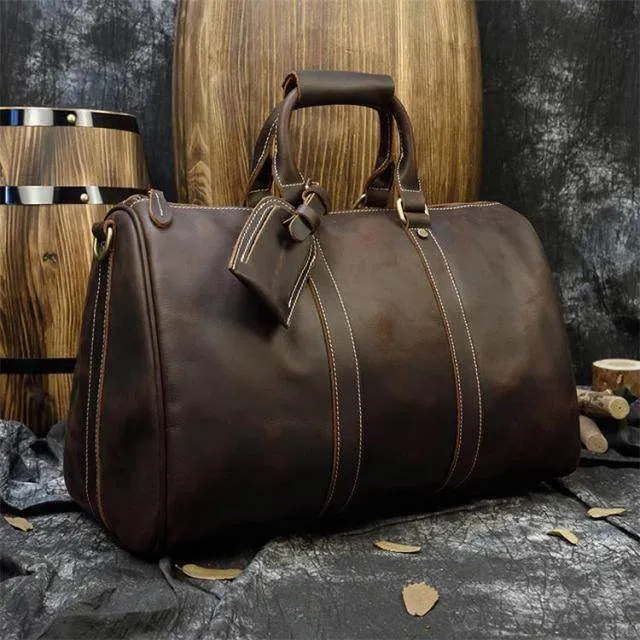 Travel Carryon Luggage Bags Genuine Leather Duffel Bag
