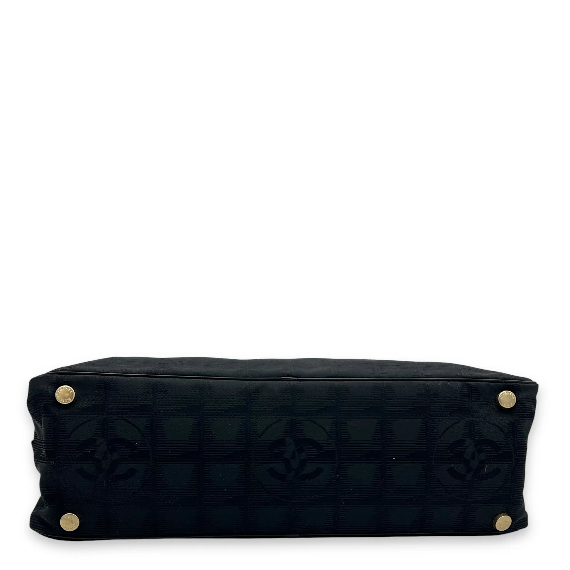 Travel Line Boston Black Top Handle Bag in Canvas, Gold hardware