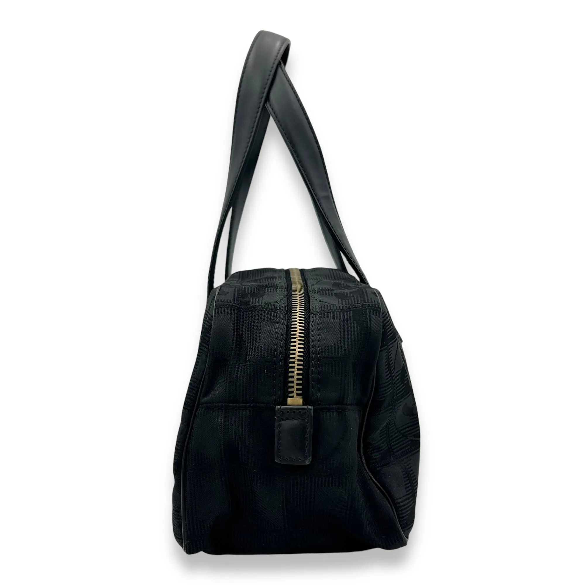 Travel Line Boston Black Top Handle Bag in Canvas, Gold hardware
