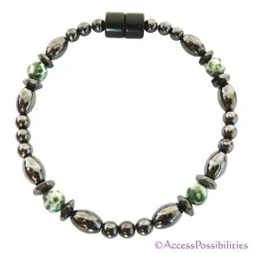 Tree Agate Hex And Rice Magnetite Magnetic Anklet