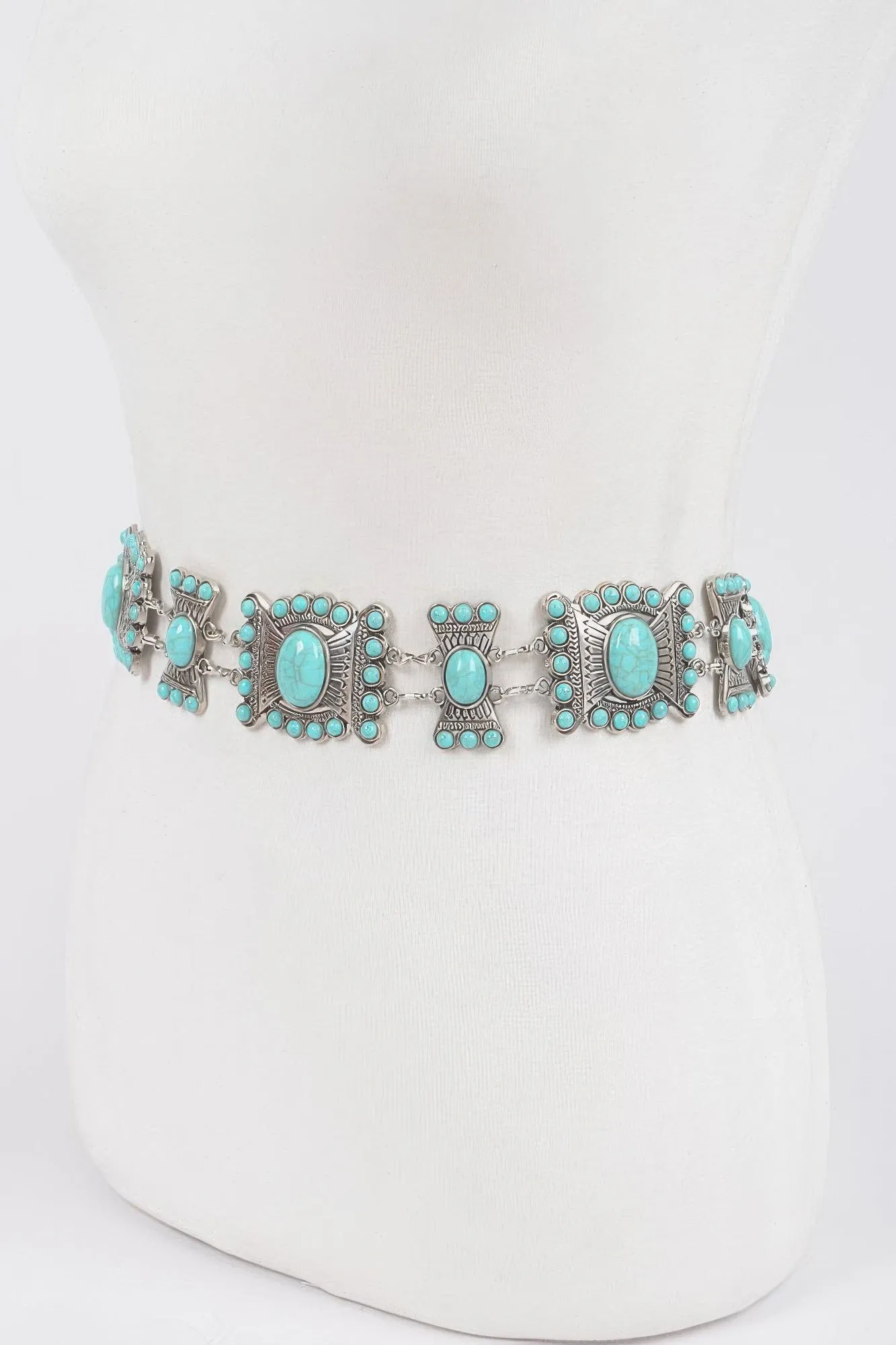 Turquoise Multi Metal Chain Belt