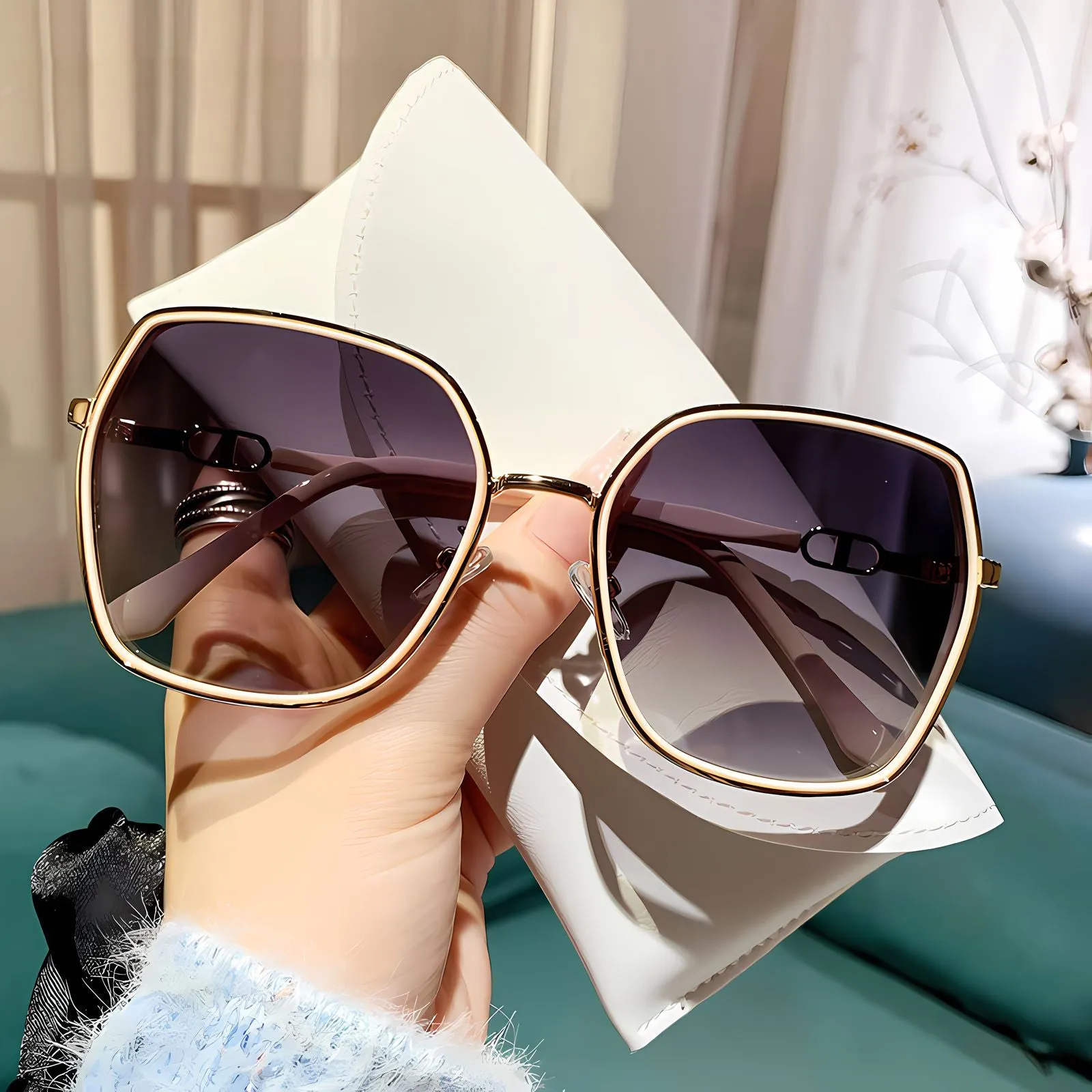 TXOME Ella Bling Polygon Polarized Sunglasses for Women