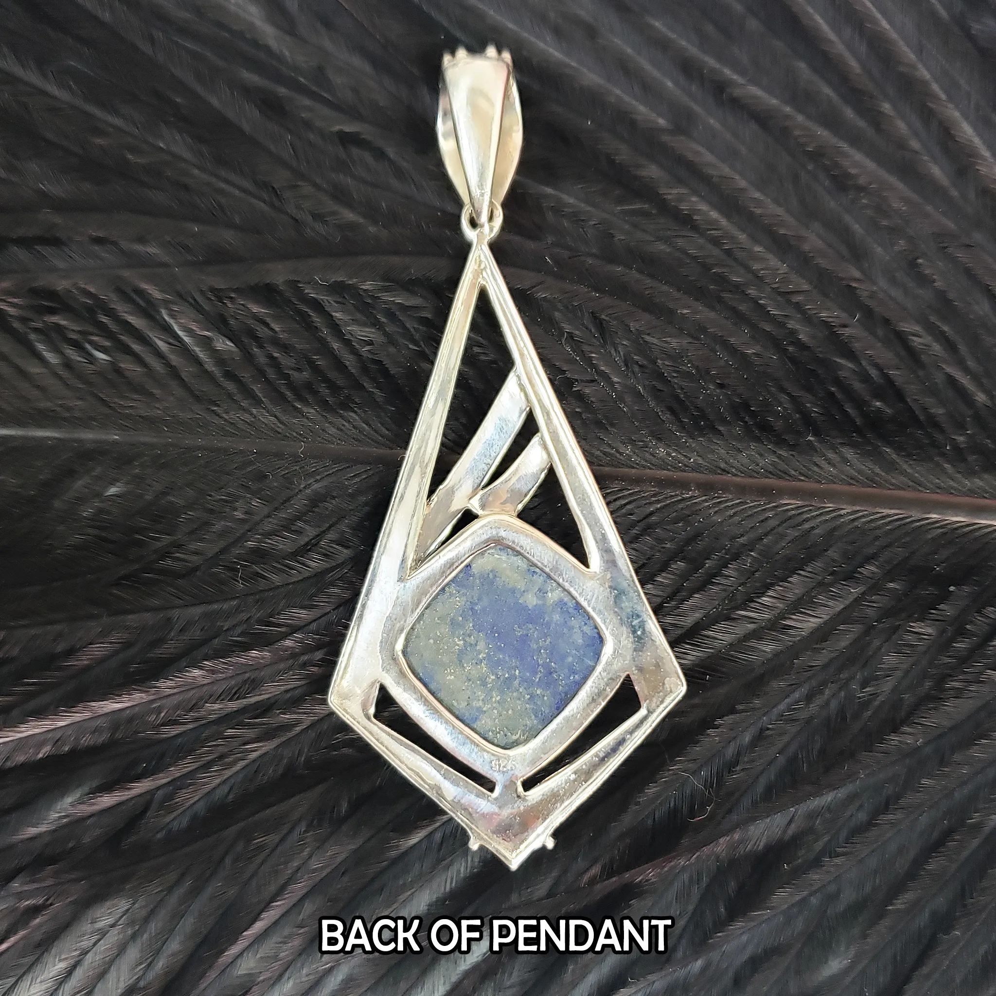 Unique Lapis Lazuli Crystal Natural Gemstone 925 Sterling Silver Pendant | Architect