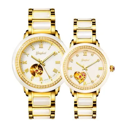 Unisex Luxury Natural Jade Hollow Automatic Mechanical Clock Watch