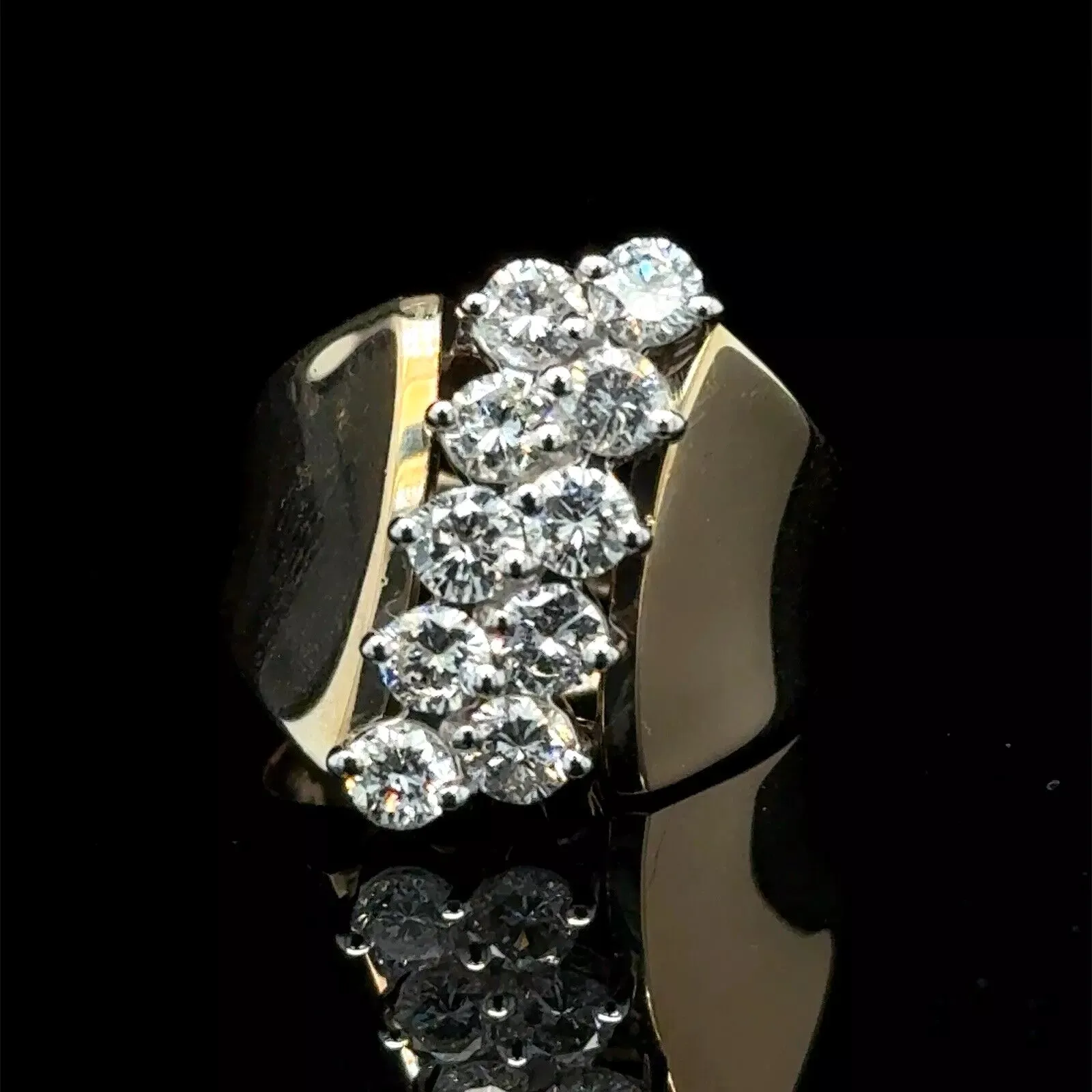 Vintage Estate 14k Yellow Gold 1.40ctw 10 Diamond Ring PERFECT GIFT 🎁