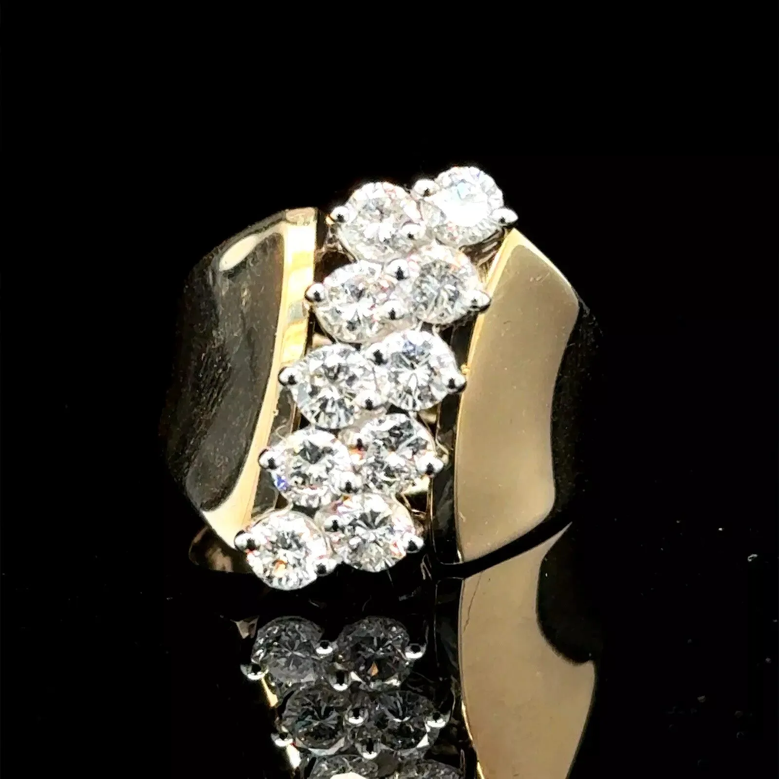 Vintage Estate 14k Yellow Gold 1.40ctw 10 Diamond Ring PERFECT GIFT 🎁