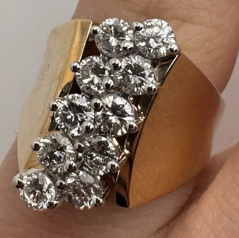 Vintage Estate 14k Yellow Gold 1.40ctw 10 Diamond Ring PERFECT GIFT 🎁