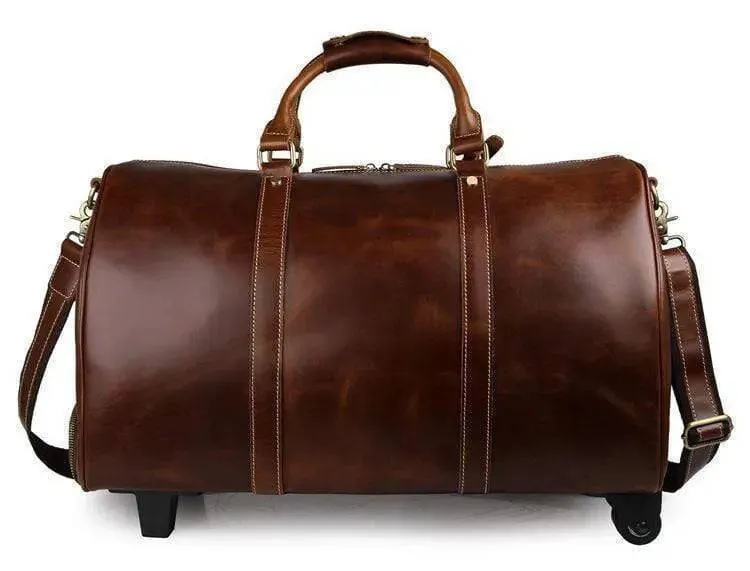 Vintage Tan Leather Carry-On Luggage Bags