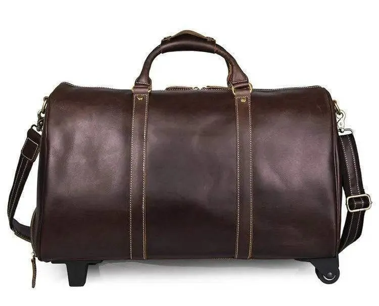 Vintage Tan Leather Carry-On Luggage Bags