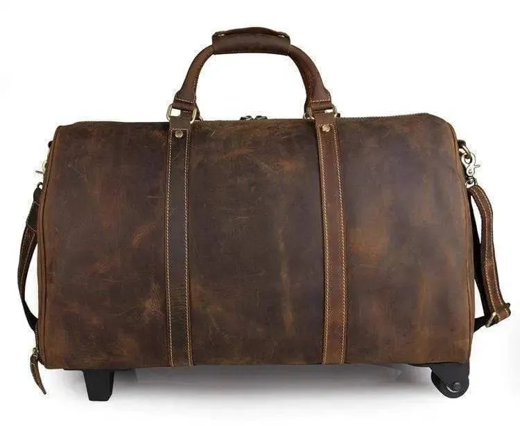 Vintage Tan Leather Carry-On Luggage Bags