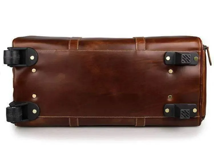 Vintage Tan Leather Carry-On Luggage Bags