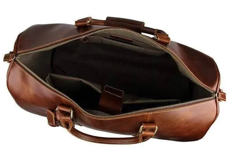 Vintage Tan Leather Carry-On Luggage Bags