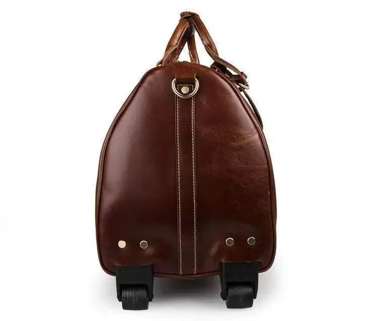 Vintage Tan Leather Carry-On Luggage Bags