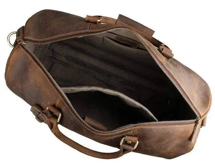 Vintage Tan Leather Carry-On Luggage Bags
