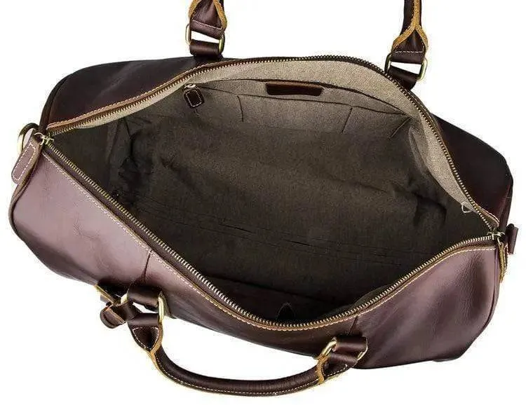 Vintage Tan Leather Carry-On Luggage Bags