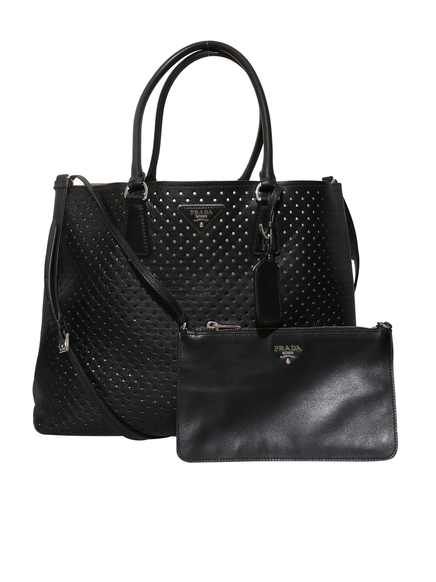 Vitello Fori Leather Tote Bag with Pouch