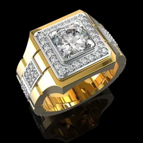 Watch Men Fashion Gold Plated Two-Tone Diamond