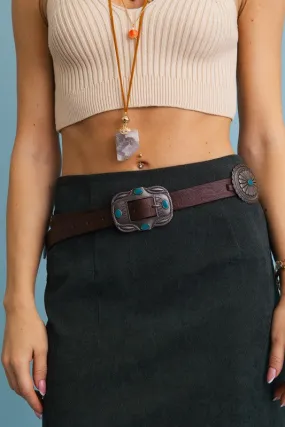Western Babe Boho Turquoise Concho Belt with Western Accents