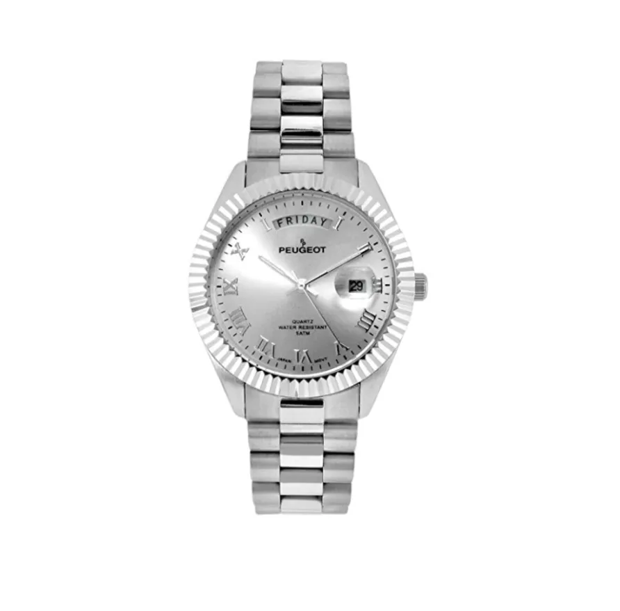 White Face Gold Color Presidential Day Datejust Watch Quartz Roman Numeral Big Face Fluted Bezel Luxury
