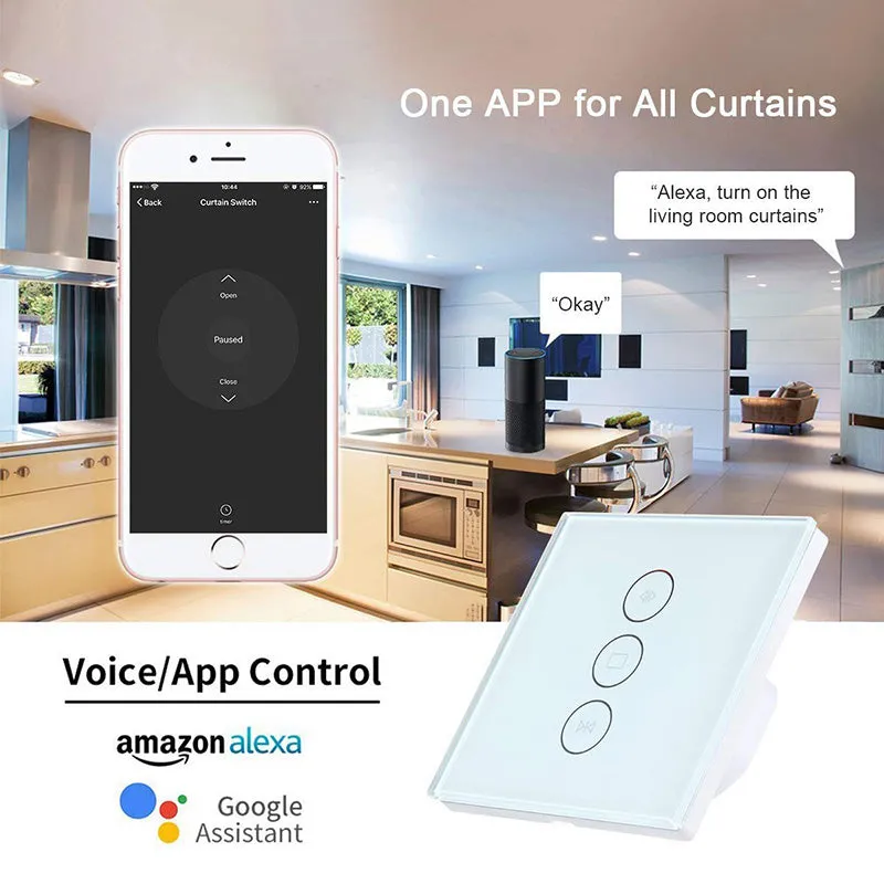 WiFi Smart Curtain Switch Smart Life Tuya for Electric Motorized Curtain Blind Roller Shutter Works with Alexa and Google Home