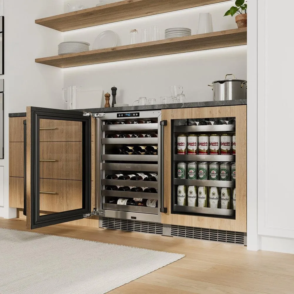 ZLINE Autograph Edition 24 in. Touchstone 151 Can Beverage Fridge With Panel Ready Glass Door And Matte Black Handle (RBSPOZ-24-MB)